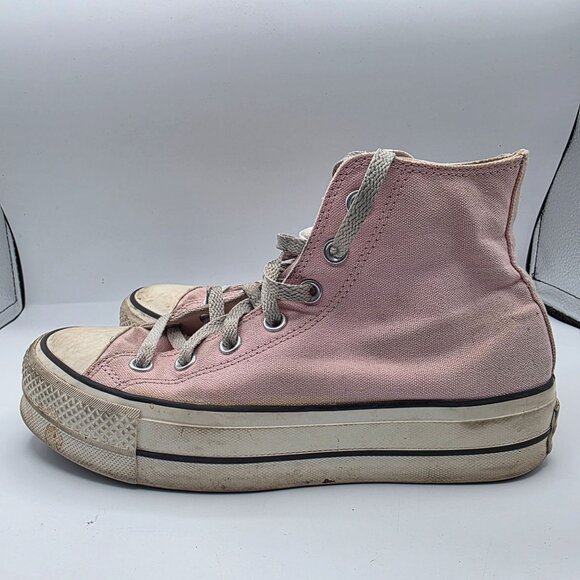 Converse All Star High Top Womens Size 7 Pink Lace Up Platform Sneakers Casual - Picture 13 of 13